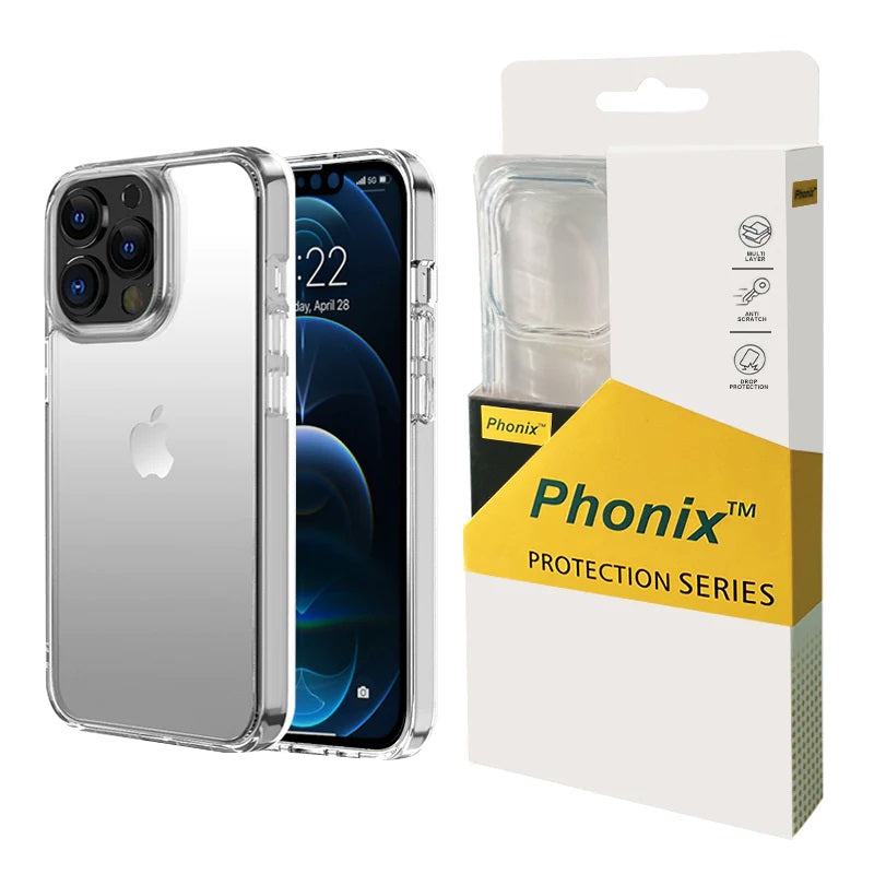 Phonix Apple iPhone 13 Pro (6.1') Clear Rock Shockproof Case - Ultra-thin, Lightweight, Non-slip, Crystal Clear, Strong & Durable, 10 Years Warranty, CJK136PC
