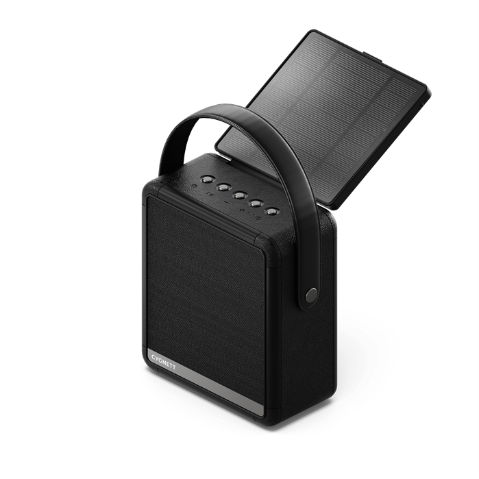 Cygnett FreePlay Solar Charging Wireless Speaker & 8K Power Bank - Black(CY4968SOSPE),Dust & Water Resistant,Dual Speaker,10 Meter, 2 Years Warranty