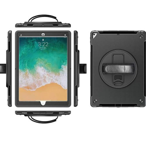 USP Rugged Apple iPad (10.2') (9th/8th/7th Gen) Case Black - Built-in-Kickstand, Hand & Shoulder Strap, DropProof, 3 Years Warranty