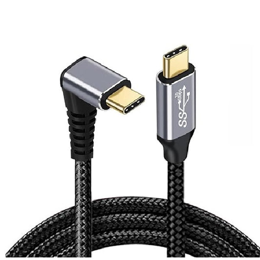 USP Braided USB-C to USB-C Right Angle Cable (1M) - Black, 100W Power, Support 10Gbps Data Speed, Reversible Design, RAUSBCTC1MBLK