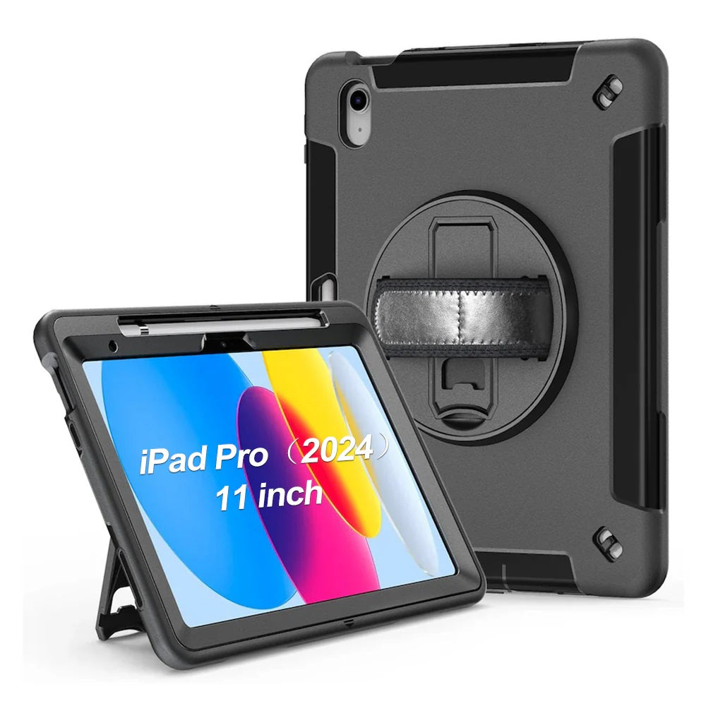 USP Rugged Apple iPad Pro (11') (M5/M4) (6th/5th Gen) Case Black - Built-in-Kickstand, Hand & Shoulder Strap, DropProof, 3 Years Warranty, HDIPADPRO11
