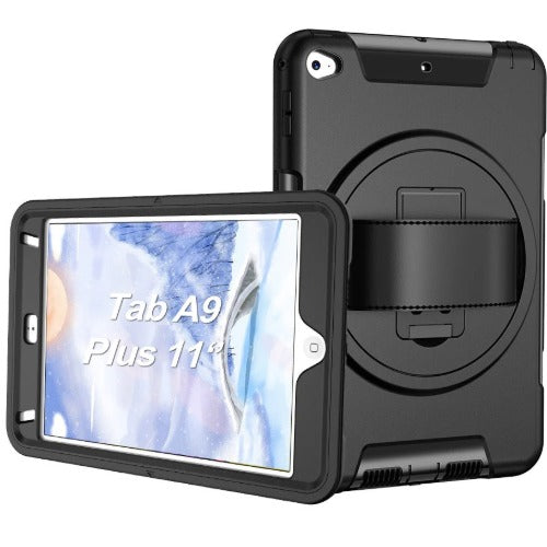 USP Rugged Samsung Galaxy Tab A11+ / Tab A9+ (11') Case Black - Built-in-Kickstand, Hand & Shoulder Strap, DropProof, 3 Years Warranty, HDTA11A9PLUS
