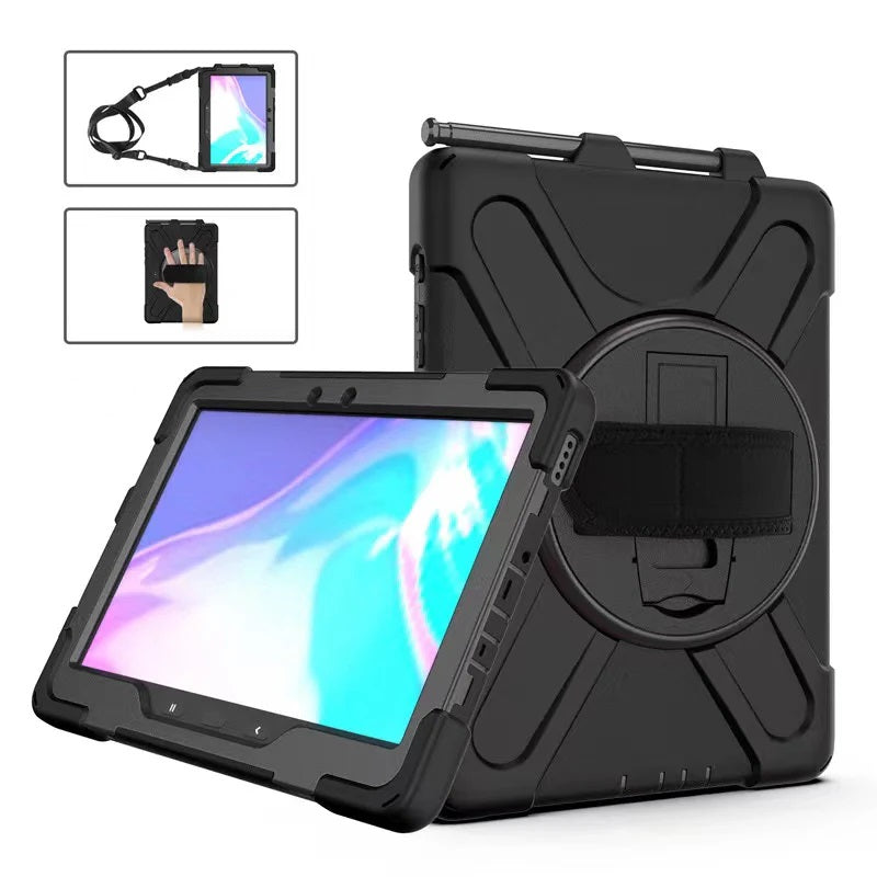 USP Rugged Samsung Galaxy Tab Active5 Pro/Tab Active4 Pro/Tab Active Pro (10.1') Case Black- Built-in-Kickstand,Hand & Shoulder Strap,3 Years Warranty, HDTA4P