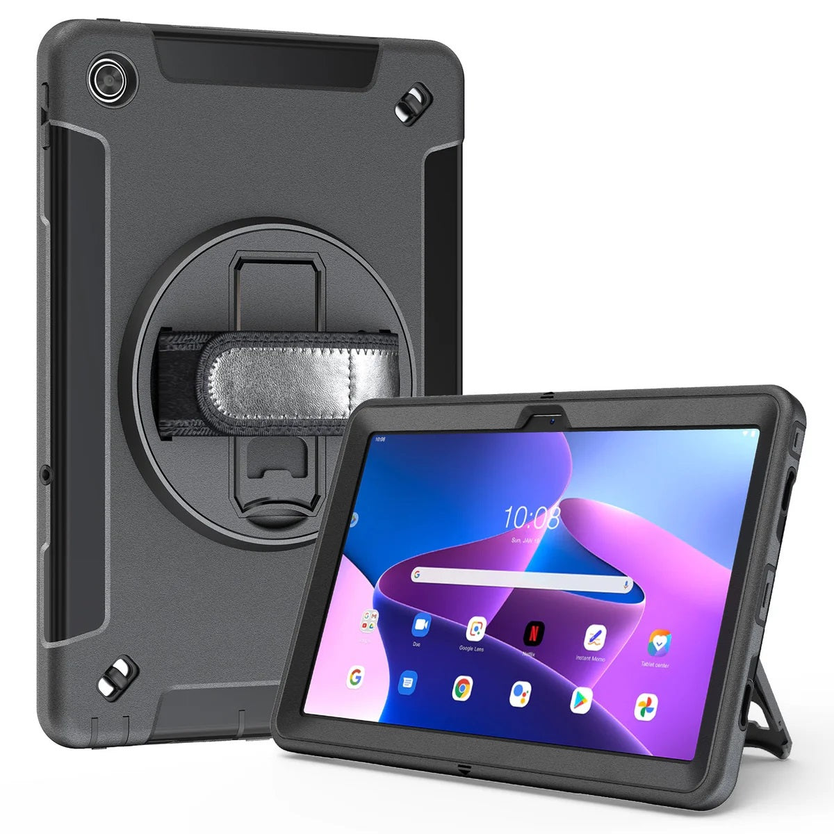 USP Rugged Lenovo Tab M11 (11') Case + Screen Protector Black - Built-in-Kickstand, Hand & Shoulder Strap, DropProof, 3 Years Warranty, HDTLM11