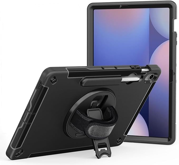 USP Rugged Samsung Galaxy Tab S10 FE+ (13.1') Case Black - Built-in-Kickstand, Hand & Shoulder Straps, DropProof, 3 Years Warranty, HDTS10FEPLUS