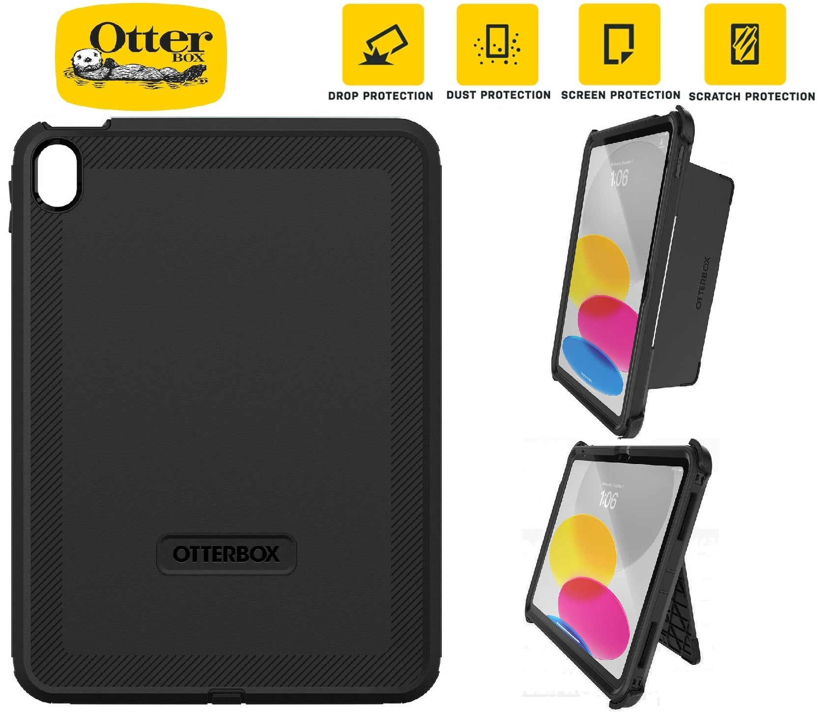 OtterBox Defender Apple iPad (11') (A16) (11th Gen) / iPad (10.9') (10th Gen) Case Black -No Retail Packaging- (77-89955), 7 Years Warranty