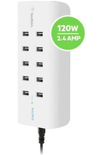 Belkin RockStar 10-Port USB-A Charging Station - White (B2B139au), Intelligent Charging,120W, Overcurrent protection, CEW $5000, 2 Years Warranty