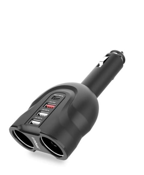 MBEAT (LS)mbeat Gorilla Power Four Port USB-C PD & QC3.0 Car Charger with Cigar Lighter Splitter features built-in over heat Package EOL, MB-CHGR-C38