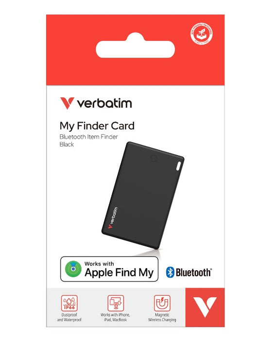 Verbatim My Finder Card Bluetooth Finder 1 pack- Black, Bluetooth Apple Find My, 32138