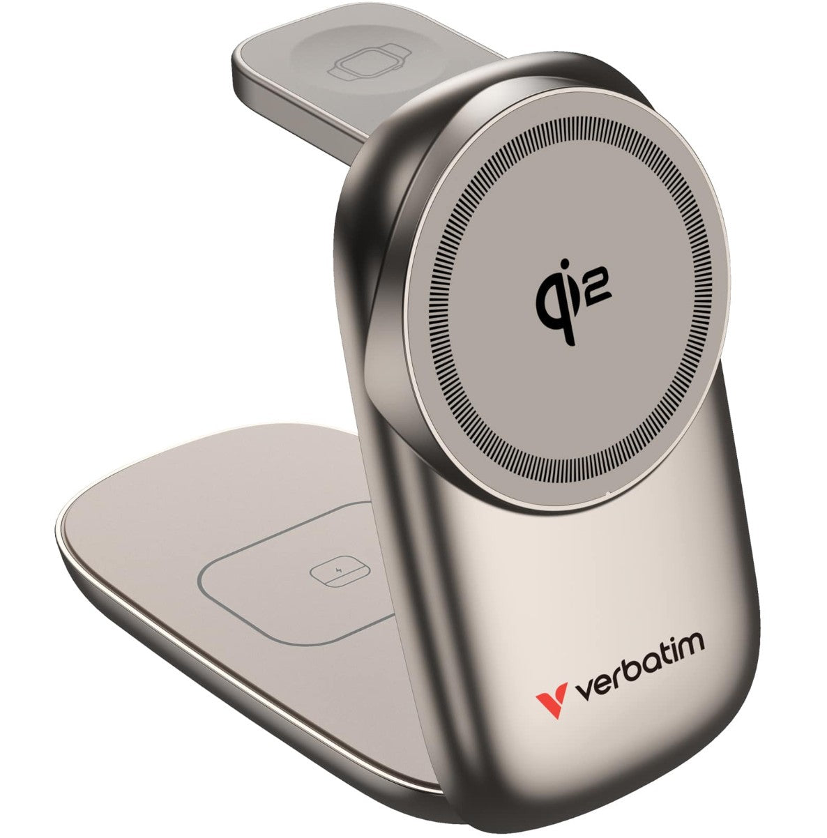 Verbatim 3 in 1 Wireless Docking Qi2 Certified, Magnetic Wireless Charging. 2.5W/5W/15W, 67038