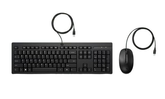 HP 225 USB Wired Desktop Keyboard Mouse Combo G2 USB-A Three button mouse adjustable keyboard feet Easy Clean Plug&Play for Notebook Desktop PC, AX2Y7AA