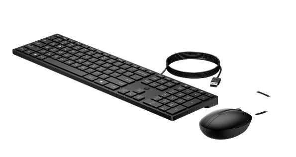 HP 320MK USB Wired Desktop Keyboard Mouse Combo Reduced-sized & Low-Profile Quiet Keys Plug&Play for Notebook Desktop PC WIN11/10 Black, 9SR36UT