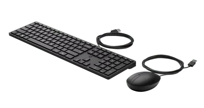 HP 320MK USB Wired Desktop Keyboard Mouse Combo Reduced-sized & Low-Profile Quiet Keys Easy Clean Plug&Play for Notebook Desktop PC, 9SR36AA