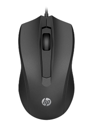 HP Wired Desktop 100 Mouse 1200dpi 3 Buttons Wired USB-A Connector Precise Red Optical Sensor 1.2M Cable Length Black 1YR WTY, 822M9AA