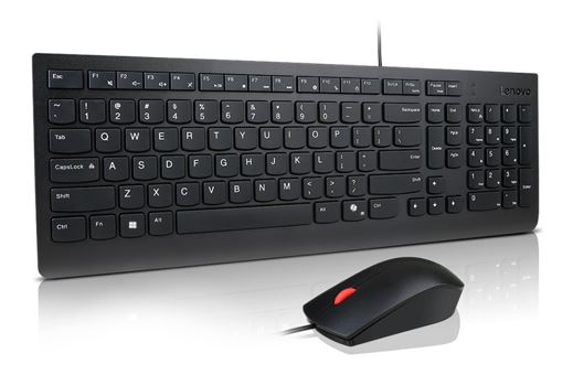 Lenovo Universal Wired USB Keyboard Mouse Combo Adjustable Tilt Leg Spill Resistant Copilot Keyboard 1600 DPI Optical Sensor Mouse Plug & Play 1.8m, 4X31R64400