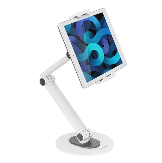 mbeat activiva Universal iPad & Tablet Tabletop Stand Universal Fit Freestyle Adjustment Material:Aluminium, Plastic Package Weight:1.24kg, ACA-TSTD-01WHT