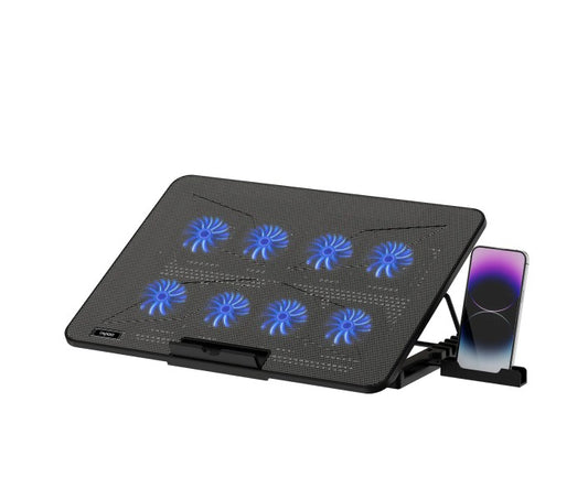 Rapoo Laptop Cooling Pad CF300, 8 High-Efficiency Cooling Fans , 7 Adjustable Angles, Multi-Functional & Versatile, CF300. Black