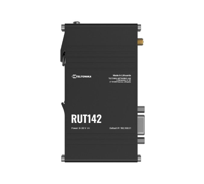 Teltonika RUT142 Industrial Router, Wi-Fi 4, RS232 for Serial Communication, Integrated DIN Rail Bracket, 3-Pin Power Connector, PSU excluded, RUT142000000