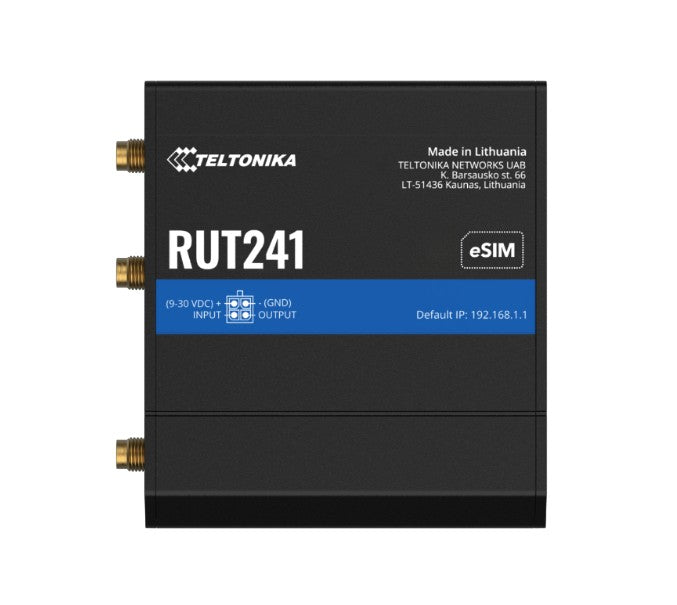 Teltonika RUT241 Industrial Cellular Router, Instant LTE Failover, Compact and Powerful Industrial 4G LTE Router/Firewall, PSU included, RUT241065000