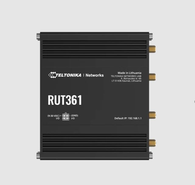 Teltonika RUT361 Industrial Cellular Router, Compact and Powerful Industrial 4G LTE Cat 6 Router/Firewall, Rugged Aluminium Housing, PSU included, RUT361100300
