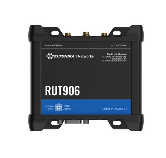 Teltonika RUT906 Industrial Cellular Router, Dual-SIM Cellular 4G LTE, WAN Failover, with 4x Ethernet Ports, PSU included, RUT906000800