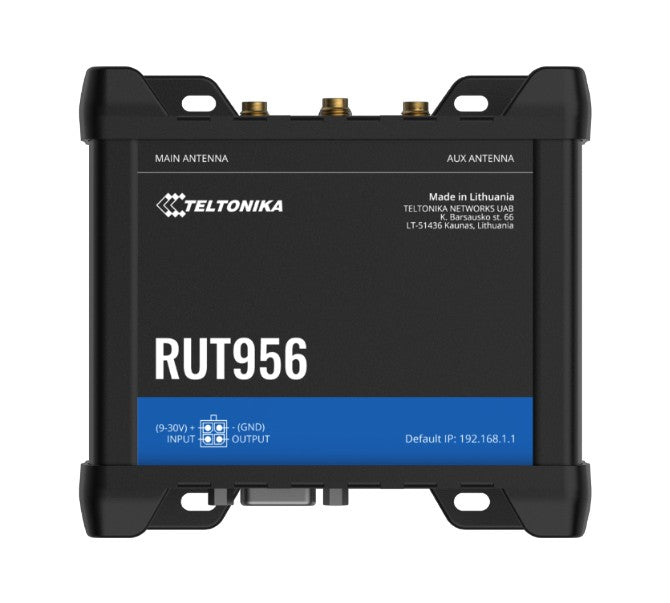 Teltonika RUT956 Industrial Cellular Router, Dual-SIM Cellular 4G LTE, WAN Failover with 4x Ethernet Ports, GPS, 2-Year Warranty, PSU included, RUT956700600