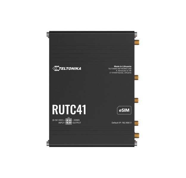 Teltonika RUTC41 4G EDGE ROUTER, Dual-core, Dual-band Wi-Fi 6, 1 GB RAM, and 8 GB flash memory, eSIM, PSU included., RUTC4100AA00