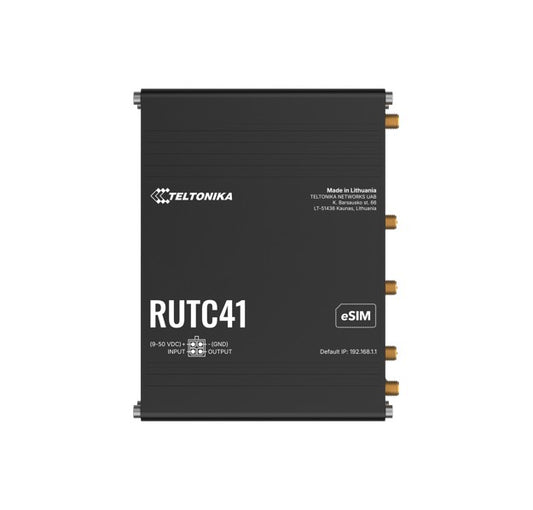 Teltonika RUTC41 4G EDGE ROUTER, Dual-core, Dual-band Wi-Fi 6, 1 GB RAM, and 8 GB flash memory, eSIM, PSU included., RUTC4100AA00
