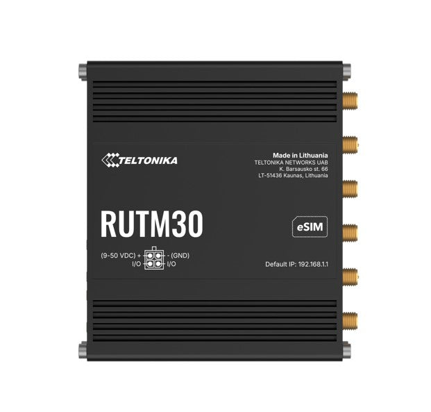 Teltonika RUTM30 Compact 5G Router, 5G dual SIM cellular, 5 Gigabit Ethernet ports, Dual-Band Wi-Fi, Backward Compatible with 4G, PSU included