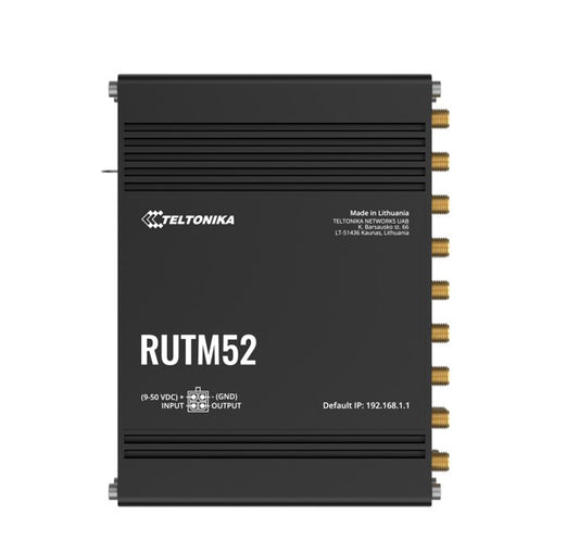 Teltonika RUTM52 Dual 5G Router, 5G dual SIM/ESIM cellular, 5 Gigabit Ethernet ports, Backward compatible with 4G(LTE Cat 20), RUTM52100400