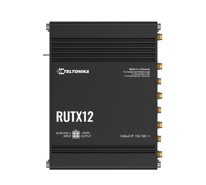 Teltonika RUTX12 Dual LTE CAT 6 Industrial Cellular Router, Dual SIM CAT6 4G LTE Router/Firewall with Dual Band WiFi 5, PSU included, RUTX12000200/RUTX12200200