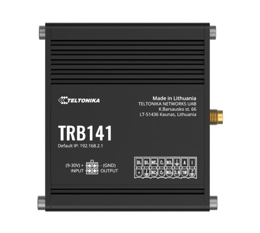 Teltonika TRB141 Industrial Rugged GPIO LTE Gateway, 4G/LTE (Cat 1), I/O Connector Block, Micro-USB, Compatible with Industrial DNP3, PSU included, TRB141106000
