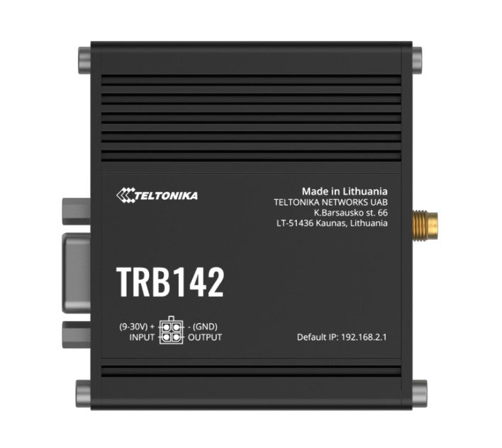 Teltonika TRB142 Industrial Rugged LTE RS232 Gateway, 4G/LTE (Cat 1), Equipped with RS232, Compatible with Industrial DNP3, PSU included, TRB142108000