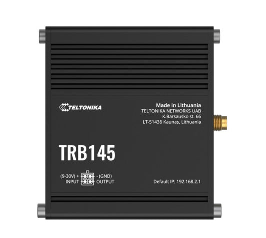 Teltonika TRB145 Industrial Rugged LTE RS485 Gateway, 4G/LTE (Cat 1), Equipped with RS485, Compatible with Industrial DNP3, PSU included, TRB145106000