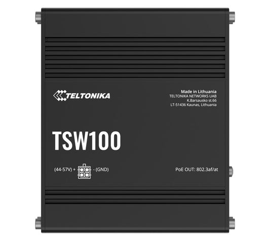 Teltonika TSW100 Industrial POE+ Ethernet Switch, 4 x PoE+ Ports, Power Up to 120W, 5 x Gigabit Ethernet with speeds up to 1000 Mbps, PSU included, TSW100010020