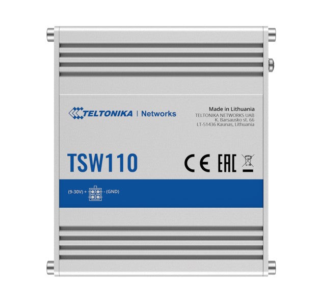 Teltonika TSW110 L2 Unmanaged Ethernet Switch, 5 x Gigabit Ethernet with speeds up to 1000 Mbps, PSU included, TSW110000020