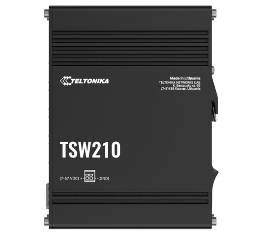 Teltonika TSW210 Industrial Ethernet Switch, 2x SFP Ports, 8x Gigabit Ethernet Ports with speeds of up to 1000 Mbps, DIN Rail, PSU excluded, TSW210000040