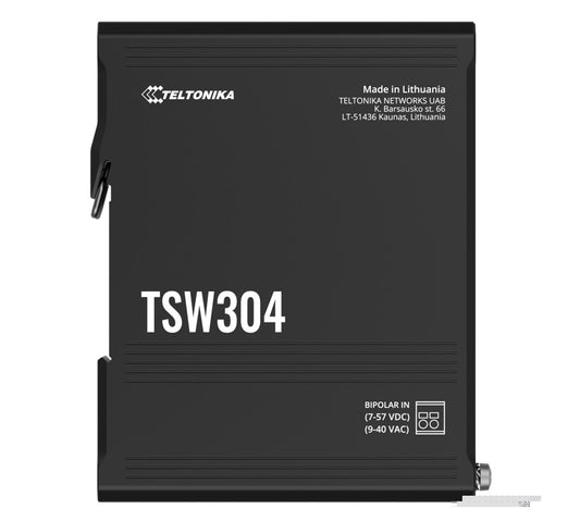 Teltonika TSW304 DIN Rail Ethernet Switch, 4x Gigabit Ethernet with speeds of up to 1000 Mbpsl, Wide Range of Voltages, PSU excluded, TSW304000000/TSW304000010