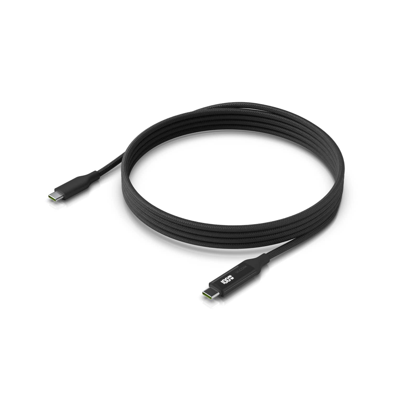 Ubiquiti USB-C Cable with Charge Display,Length 2M, Black, Braided Power & Data Cable With A Double-sided Charge Display,100W Max Power Output, UACC-Cable-USB-100W-2M-BK