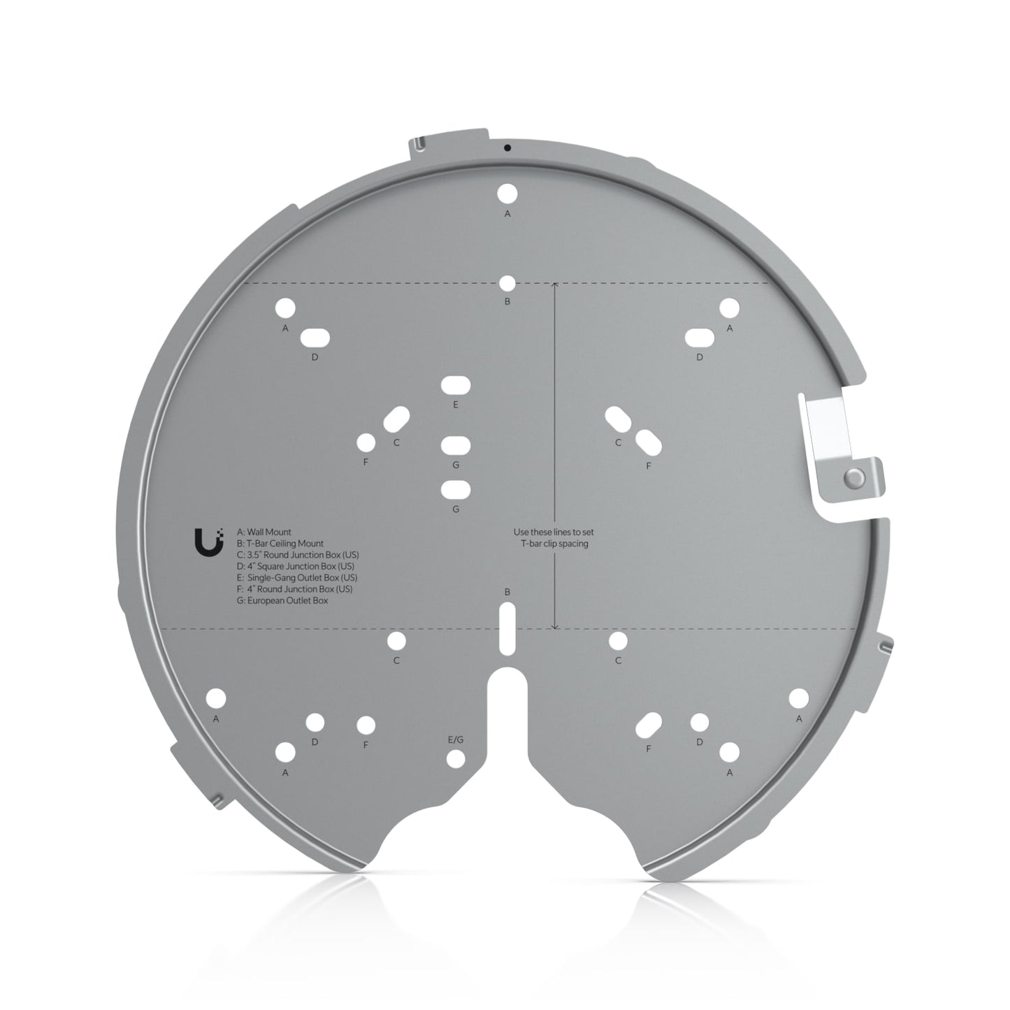 Ubiquiti Versatile Mounting System, For U7 Pro, U6 Enterprise, U6 Pro, U6 Long-Range, AC Pro, AC HD, AC SHD, AC XG,, U-PRO-MP