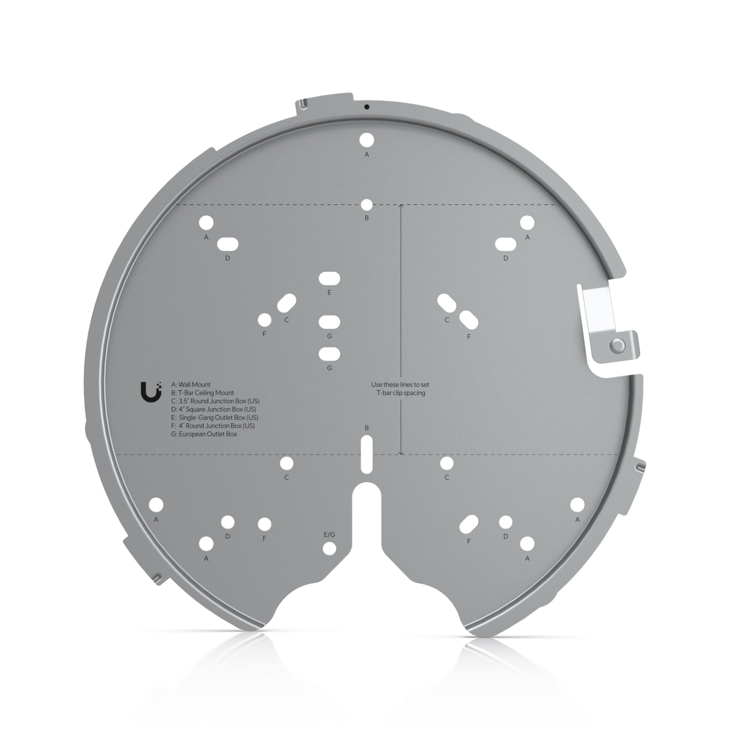 Ubiquiti Versatile Mounting System, For U7 Pro, U6 Enterprise, U6 Pro, U6 Long-Range, AC Pro, AC HD, AC SHD, AC XG,, U-PRO-MP