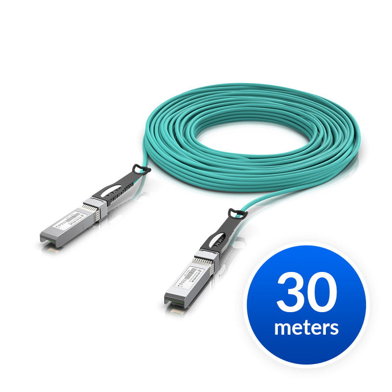 Ubiquiti 10 Gbps Long-Range DAC, 30m Length, Long-range SFP+ Direct Attach Cable w 10 Gbps Maximum Throughput Rate, UACC-AOC-SFP10-30M