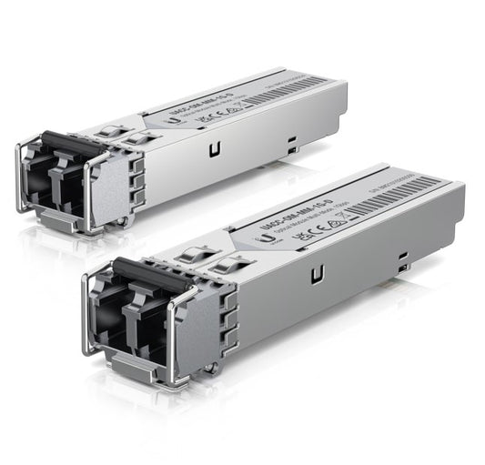 Ubiquiti UFiber SFP Multi-Mode Fiber Module, 2-Pack, 1.25 Gbps Throughput, 1.25 Gbps Throughput, Supports Connections Up to 550 m, UACC-OM-MM-1G-D-2
