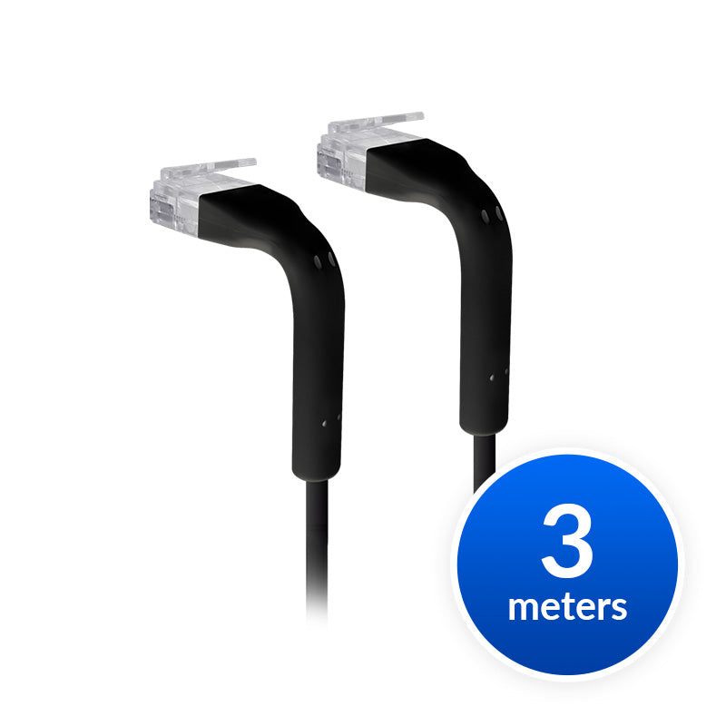 Ubiquiti UniFi Patch Cable Single Unit, 3m, Black, End Bendable to 90 Degree, RJ45 Ethernet Cable, Cat6, Ultra-Thin 3mm Diameter, U-Cable-Patch-3M-RJ45-BK