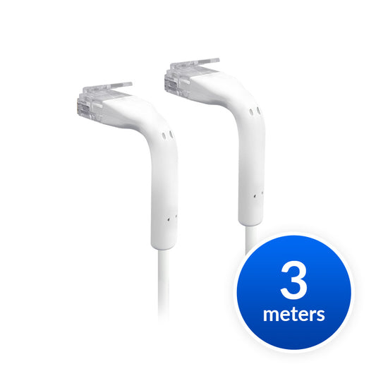 Ubiquiti UniFi Patch Cable Single Unit, 3m, White, End Bendable to 90 Degree, RJ45 Ethernet Cable, Cat6, Ultra-Thin 3mm Diameter, U-Cable-Patch-3M-RJ45