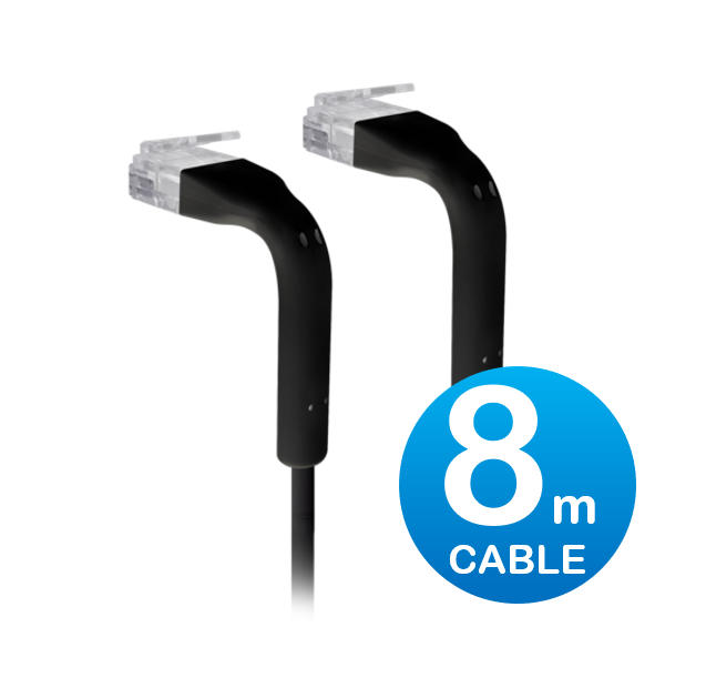 Ubiquiti UniFi Patch Cable 8m Black, Both End Bendable to 90 Degree, RJ45 Ethernet Cable, Cat6, Ultra-Thin 3mm Diameter U-Cable-Patch-8M-RJ45-BK