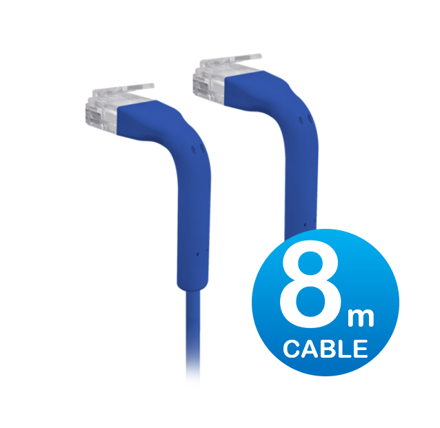Ubiquiti UniFi Patch Cable 8m Blue, Both End Bendable to 90 Degree, RJ45 Ethernet Cable, Cat6, Ultra-Thin 3mm Diameter U-Cable-Patch-8M-RJ45-BL