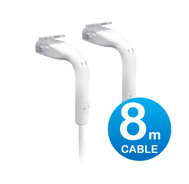 Ubiquiti UniFi Patch Cable 8m White, Both End Bendable to 90 Degree, RJ45 Ethernet Cable, Cat6, Ultra-Thin 3mm Diameter U-Cable-Patch-8M-RJ45