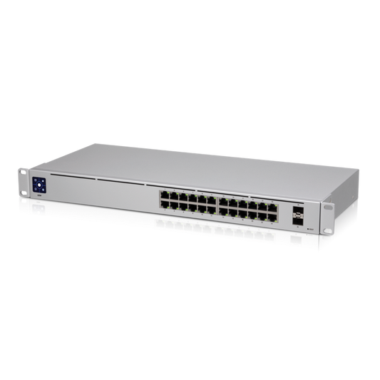 Ubiquiti UniFi 24 port Managed Gigabit Switch - 24x Gigabit Ethernet Ports, with 2xSFP - Touch Display - Fanless - GEN2,, USW-24