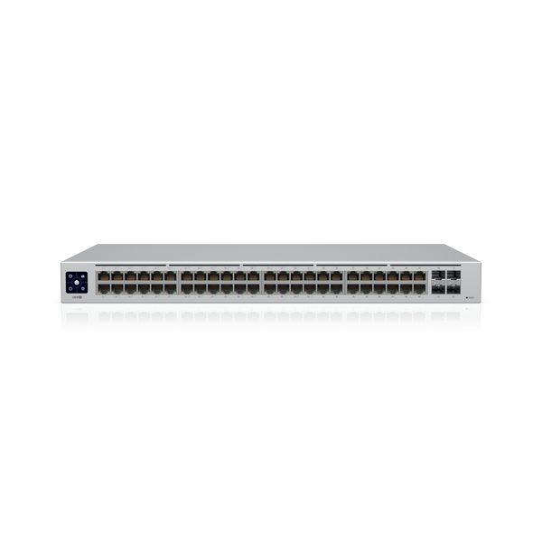 Ubiquiti UniFi 48-port Managed Gigabit Layer2 switch, 48x Gigabit Ethernet Ports w/ 32x 802.3at POE+, 4x SFP Port Touch Display 195W,, USW-48-POE